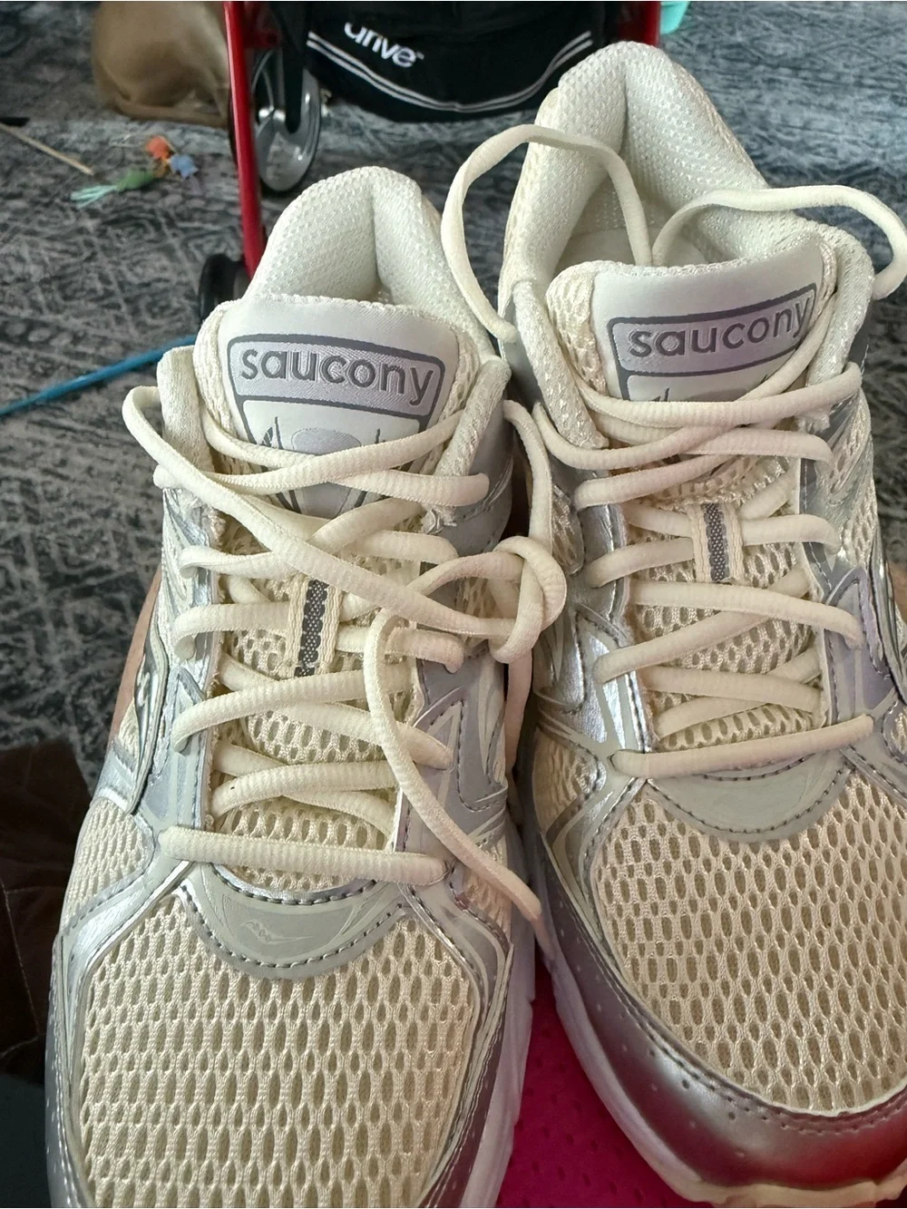 Saucony Kids Cream and Silver Sneakers